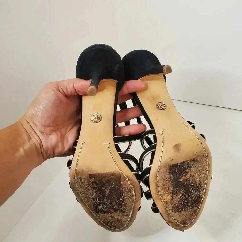 Tory Burch Suede Leather Trim Embellished Sandals 6.5